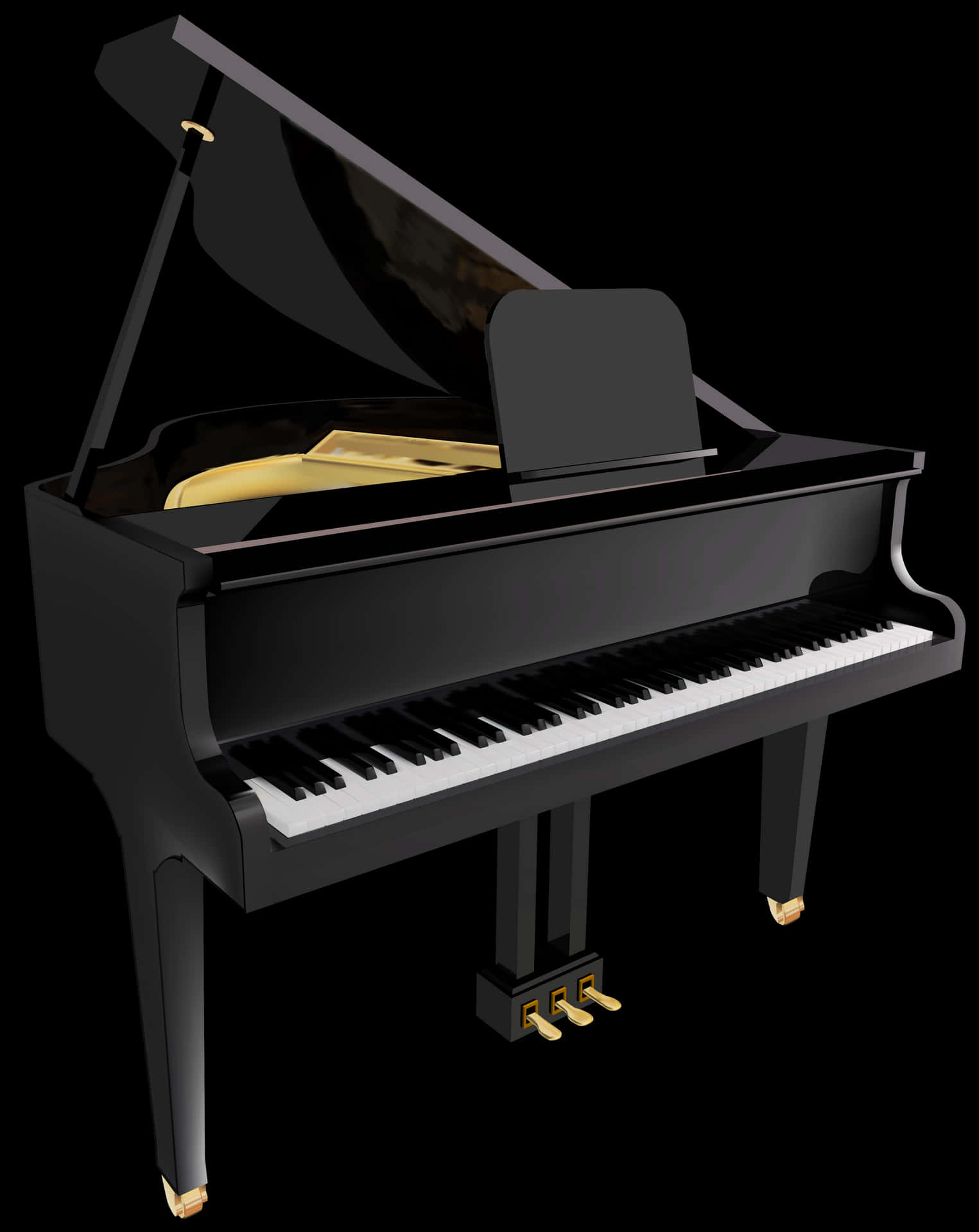 Elegant Black Grand Piano PNG