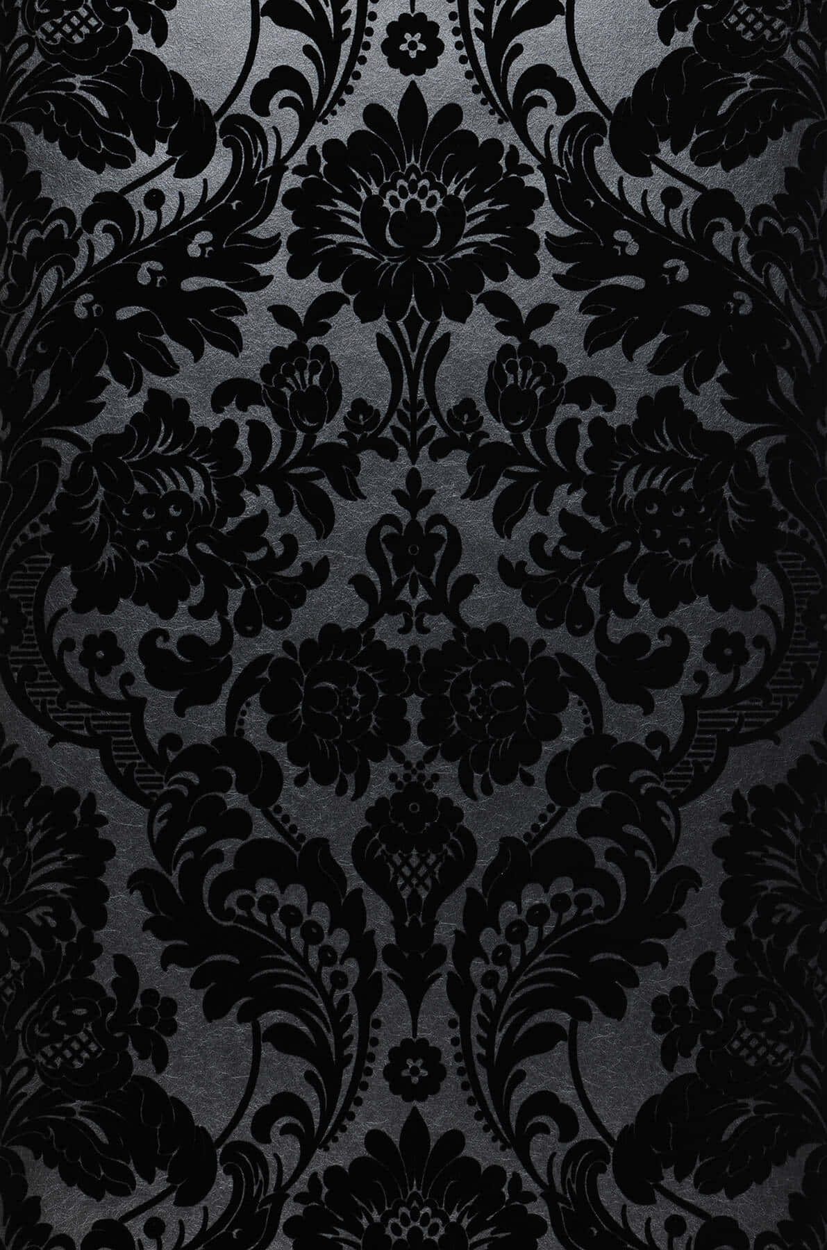 Elegant Black Grey Floral Pattern Wallpaper
