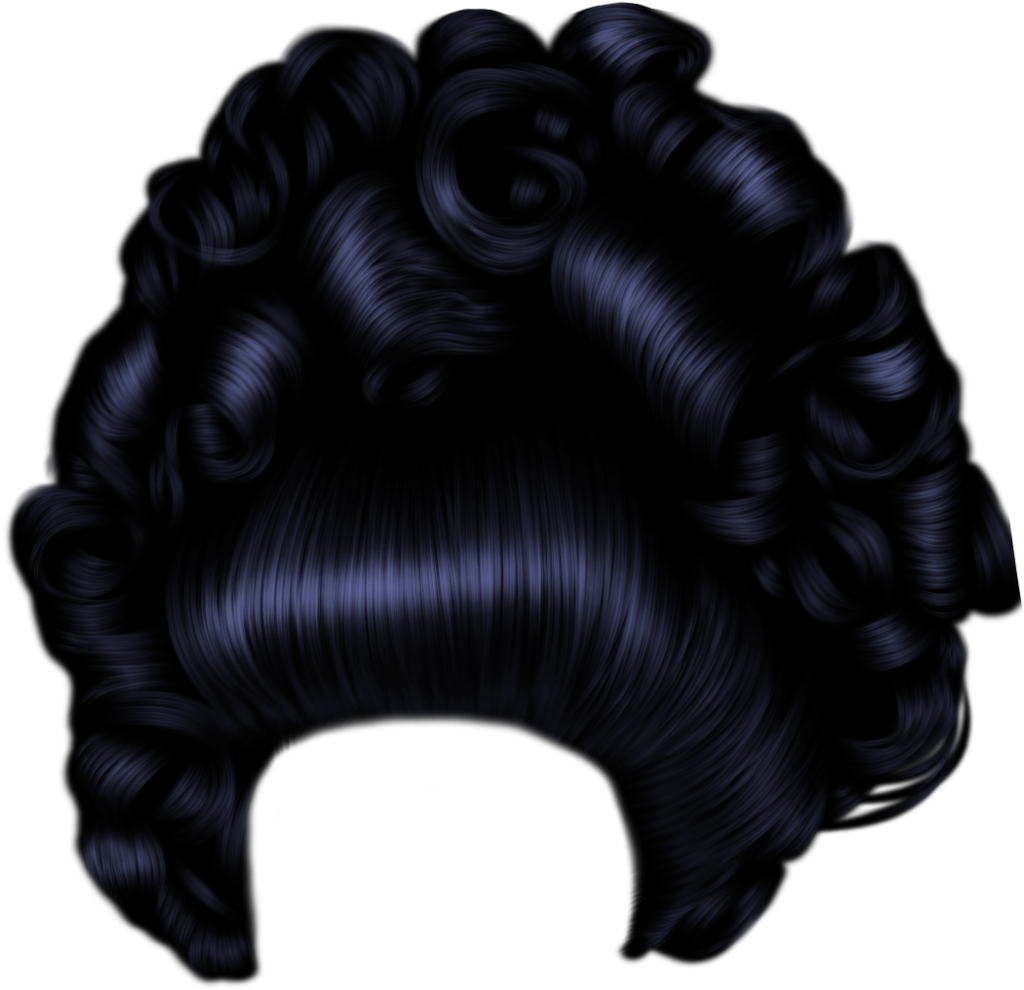 Elegant Black Hairstyle Illustration PNG