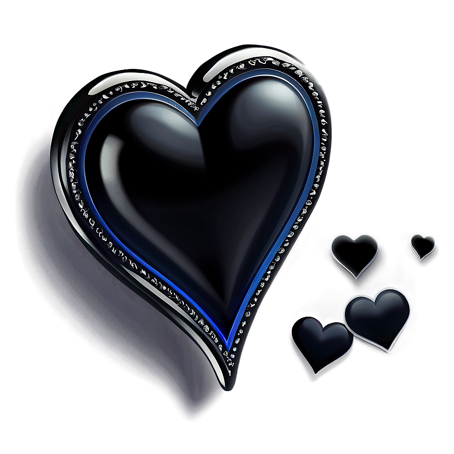 Elegant Black Heart Png 06272024 PNG