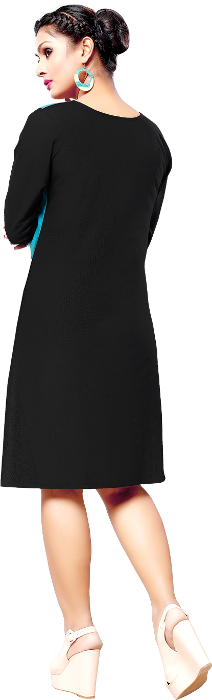 Elegant Black Kurti Model Pose PNG