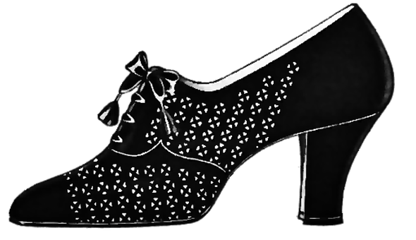 Elegant Black Lace Heeled Shoe PNG