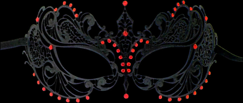 Elegant Black Lace Masquerade Mask PNG