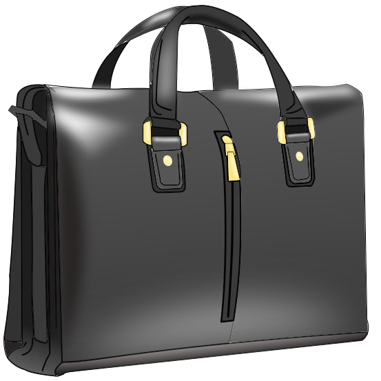 Elegant Black Leather Briefcase PNG