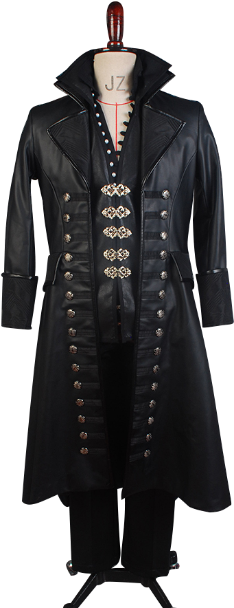 Elegant Black Leather Coat Mannequin PNG