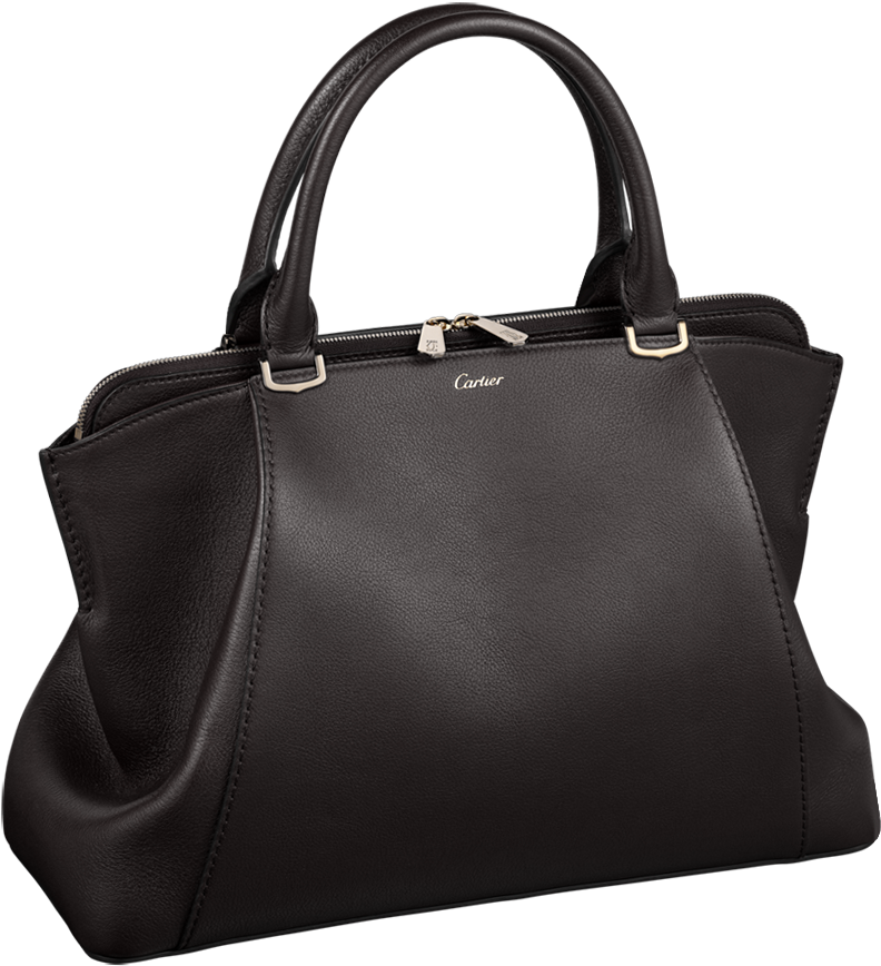 Elegant Black Leather Handbag Cartier PNG