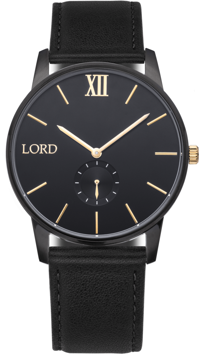 Elegant Black Leather Watch PNG