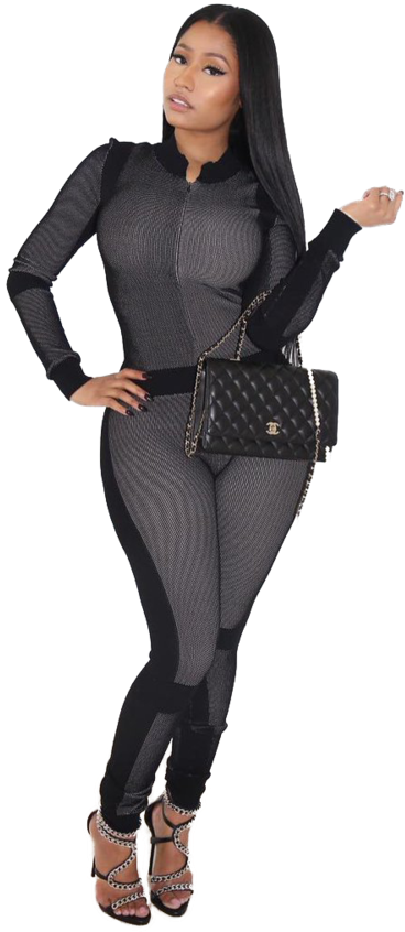 Elegant Black Outfit Fashion Pose PNG
