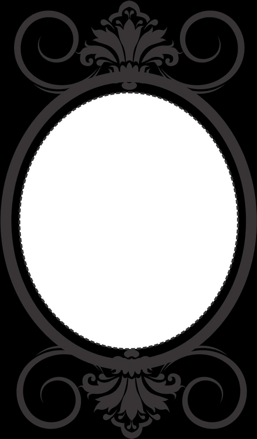 Elegant Black Oval Frame PNG