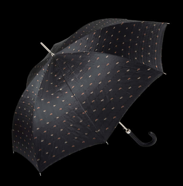 Elegant Black Polka Dot Umbrella PNG