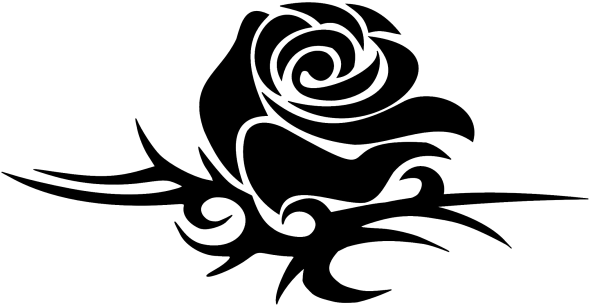 Elegant Black Rose Tattoo Design PNG