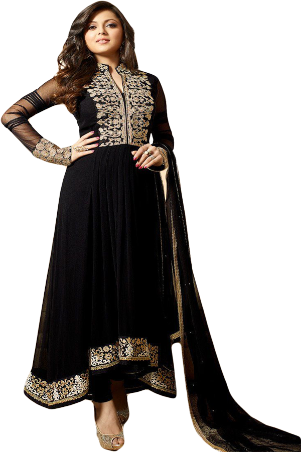 Elegant Black Salwar Suitwith Embroidery PNG