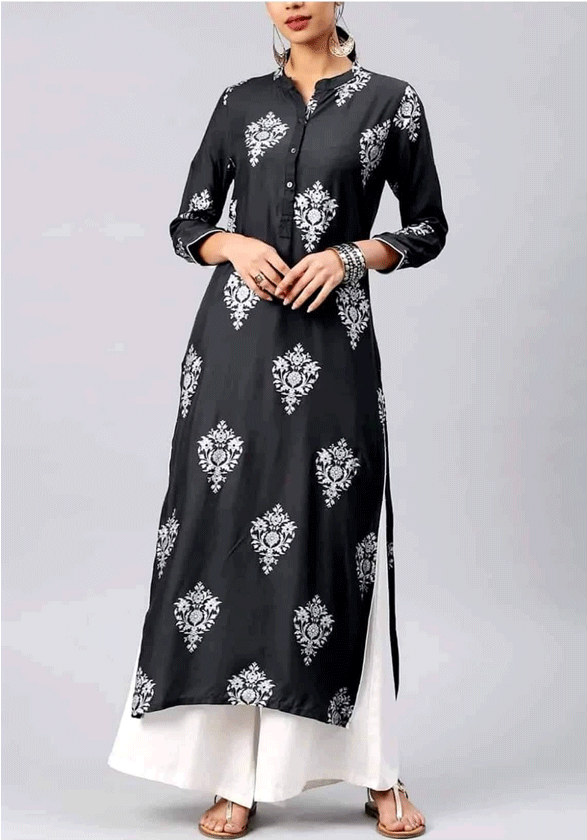 Elegant Black Salwar Suitwith White Embroidery PNG