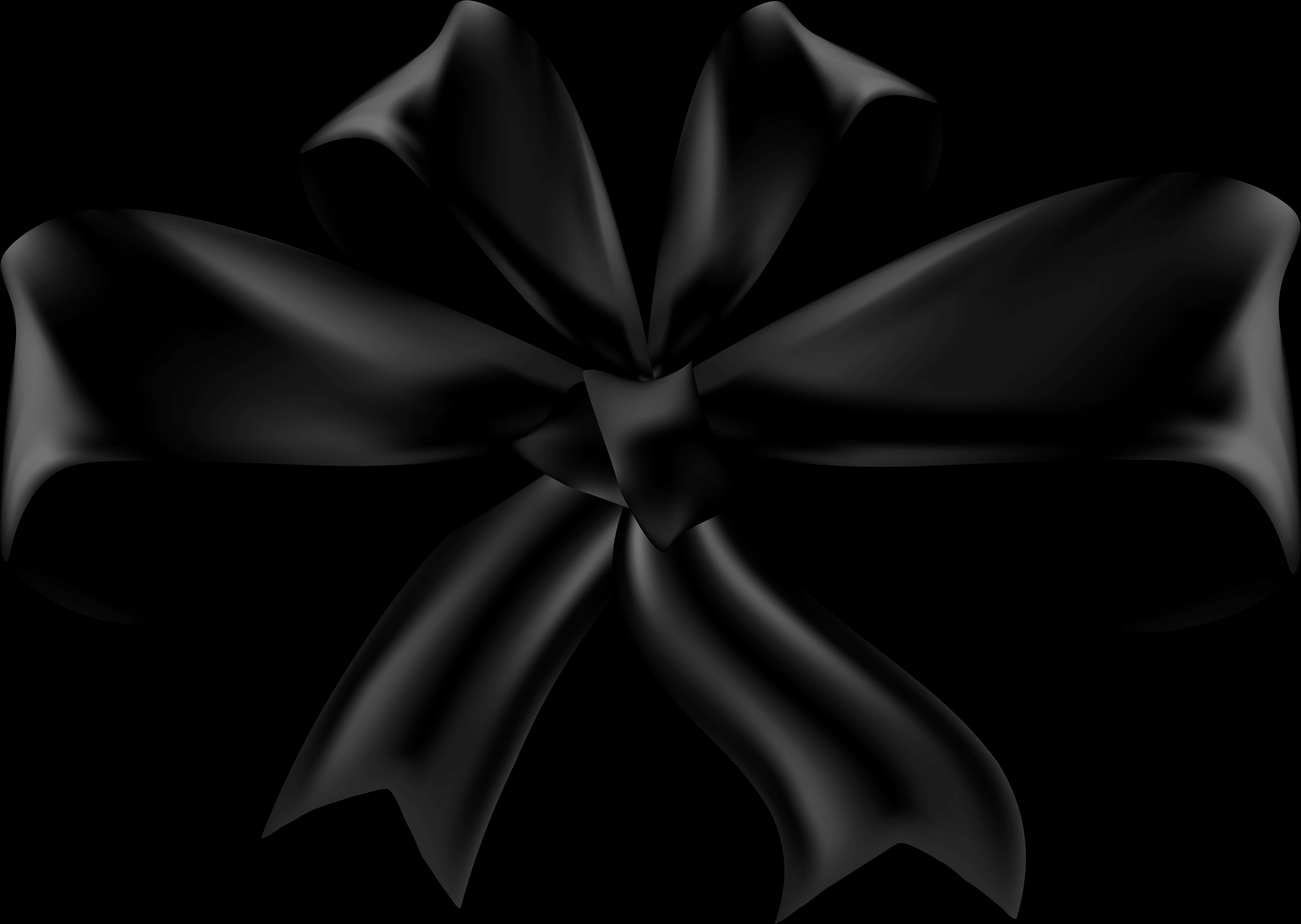 Elegant Black Satin Bow PNG