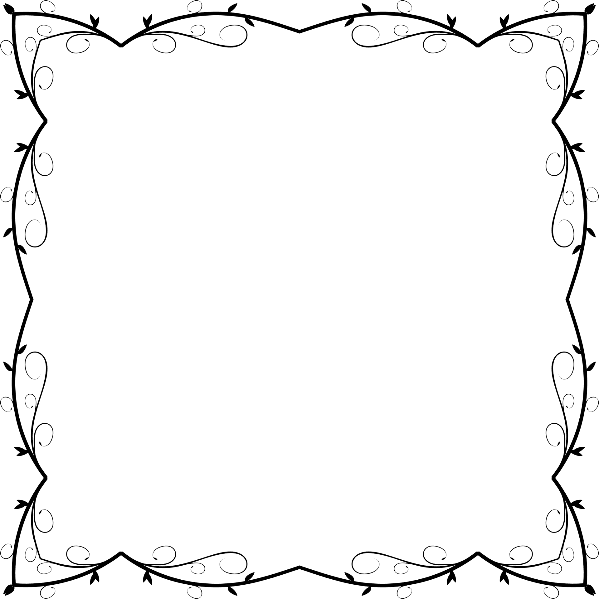 Elegant Black Scroll Frame PNG