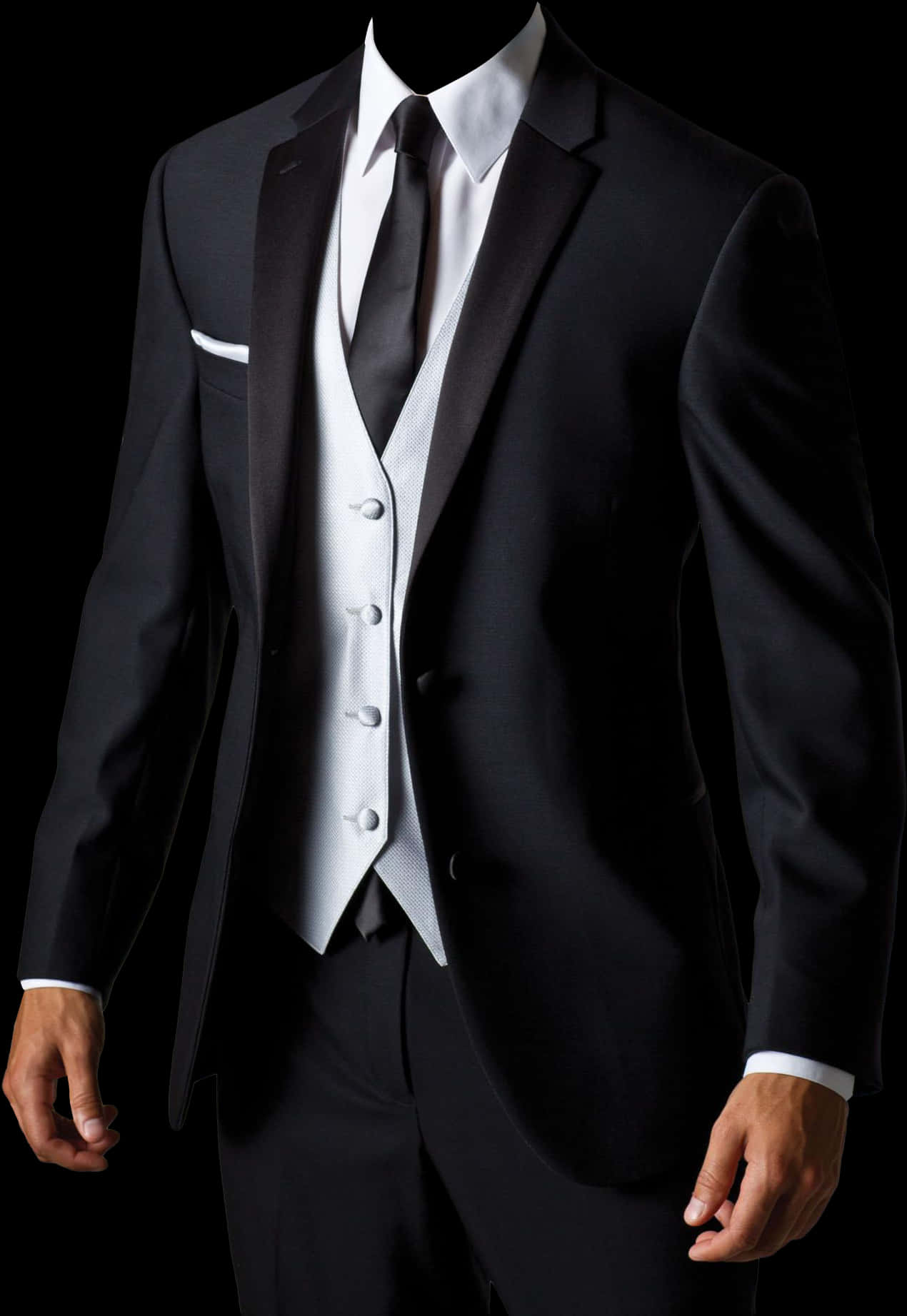 Elegant Black Suit Portrait PNG