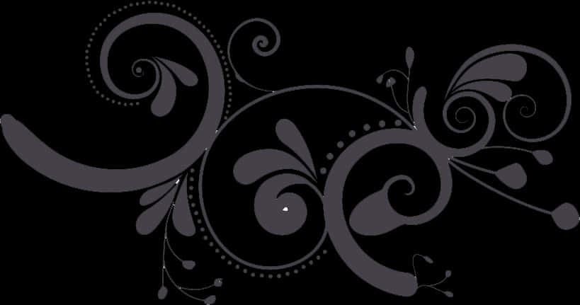 Elegant Black Swirl Design PNG