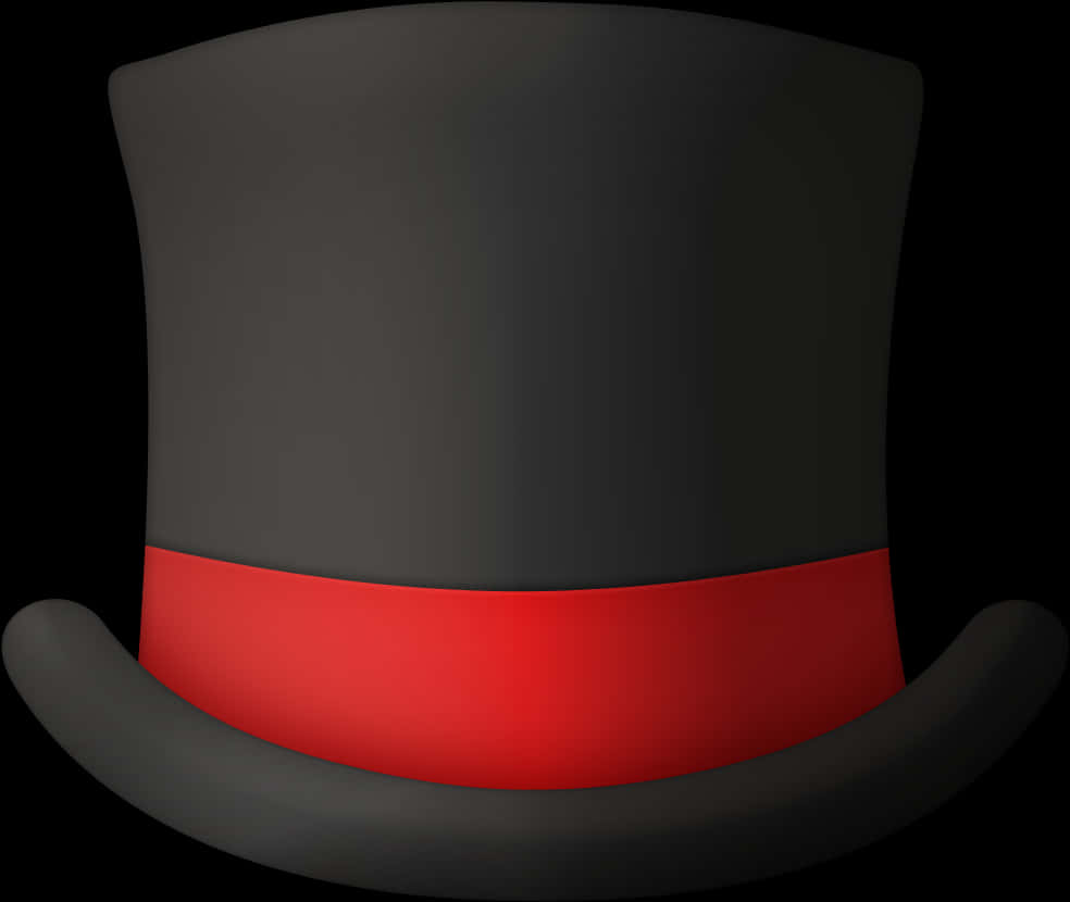 Elegant Black Top Hatwith Red Band PNG