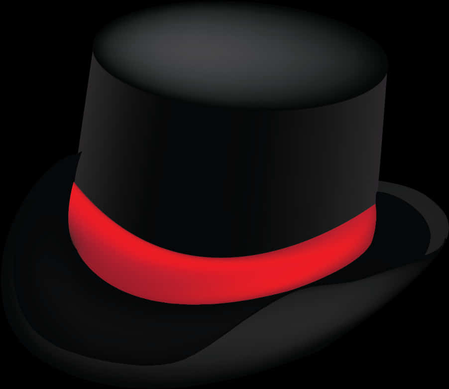 Elegant Black Top Hatwith Red Band PNG