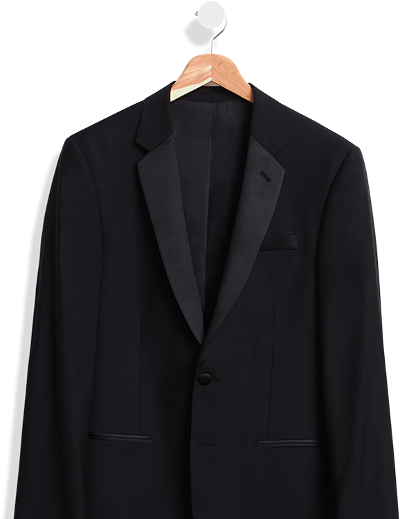 Elegant Black Tuxedoon Hanger PNG
