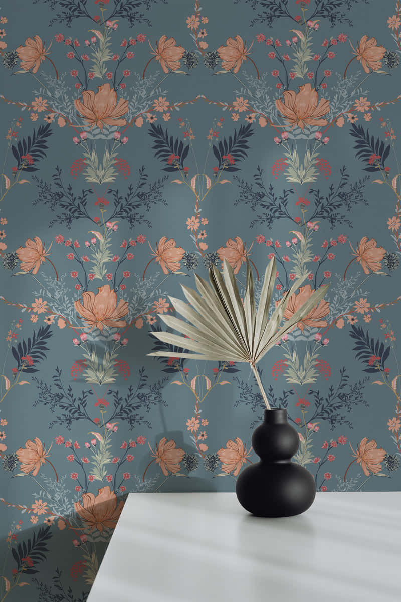 Elegant Black Vase Floral Backdrop.jpg Wallpaper