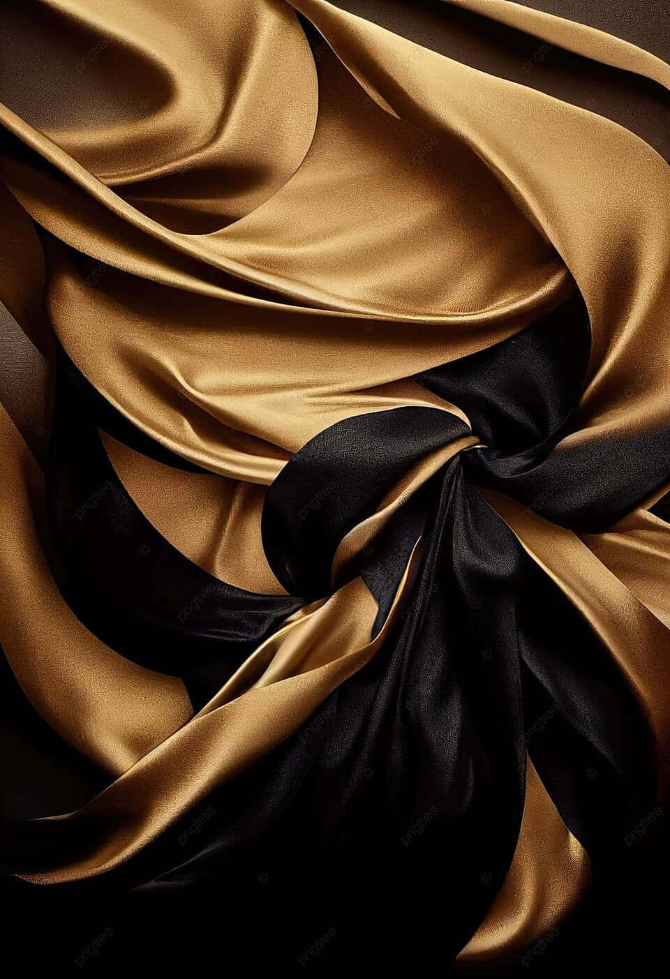 Elegant Blackand Gold Silk Fabric Wallpaper