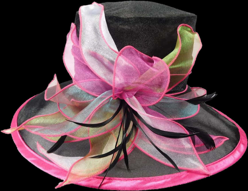 Elegant Blackand Pink Hat PNG