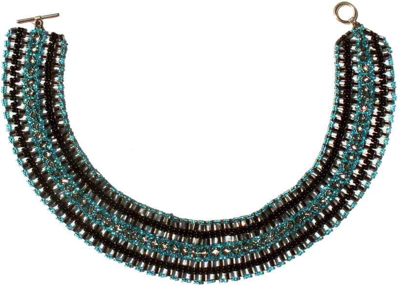 Elegant Blackand Turquoise Beaded Necklace PNG