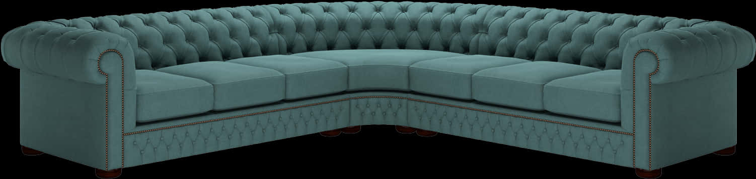Elegant Blue Chesterfield Sofa PNG