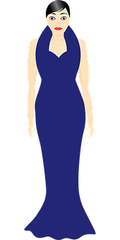 Elegant Blue Dress Vector Illustration PNG