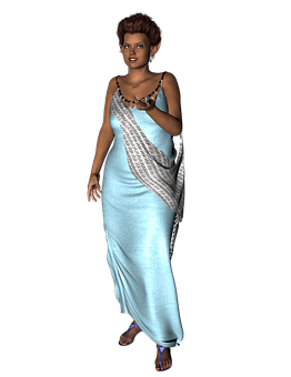 Elegant Blue Dress3 D Character PNG