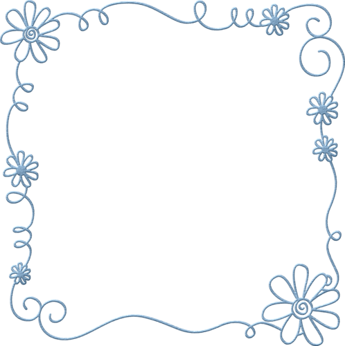 Elegant Blue Floral Border Design PNG