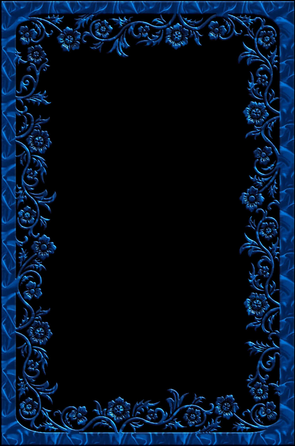Elegant Blue Floral Border Design PNG