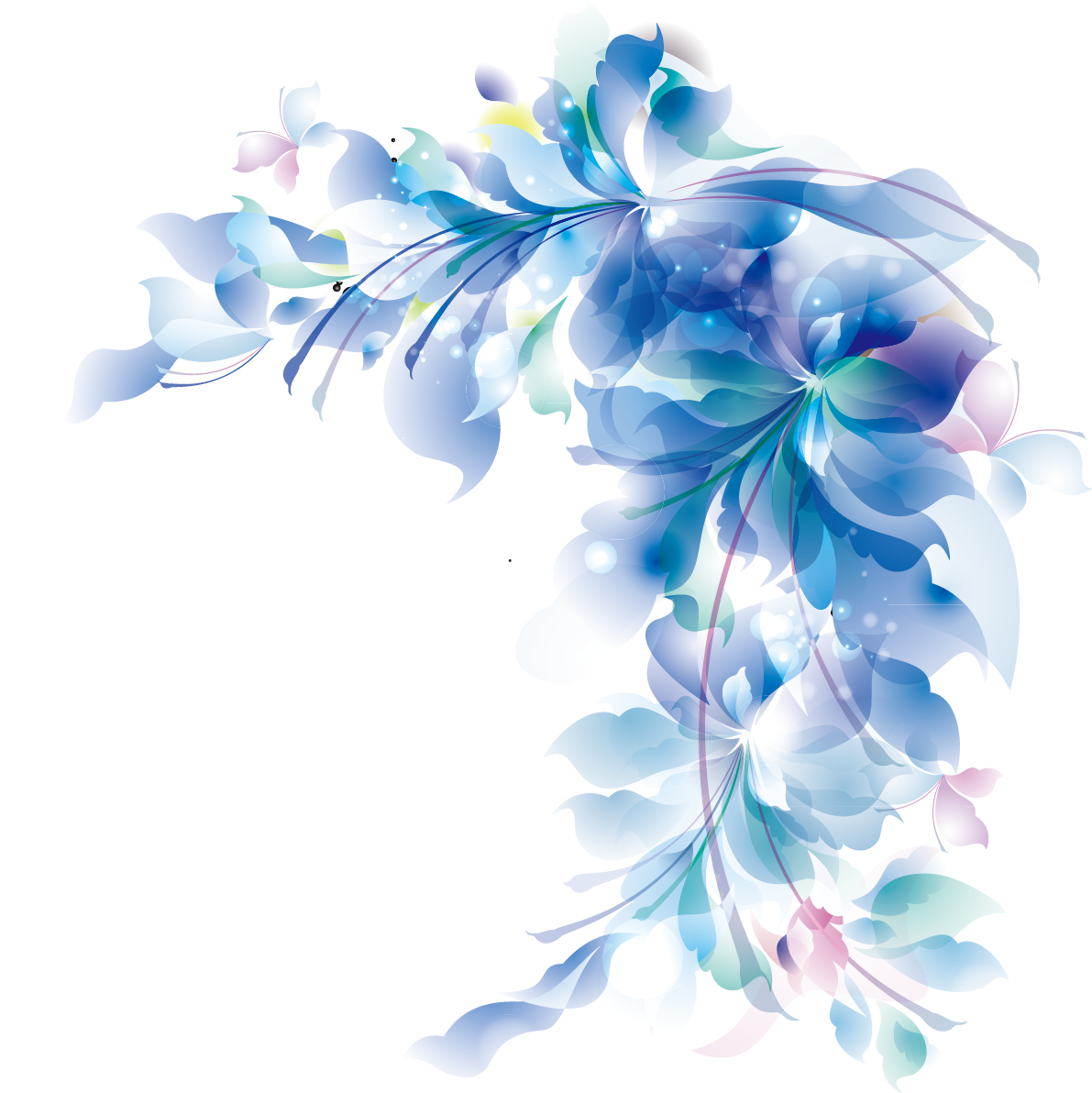 Elegant Blue Floral Design PNG
