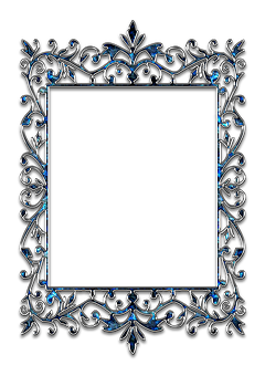 Elegant Blue Floral Frame PNG