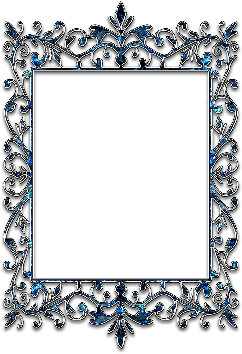 Elegant Blue Floral Frame PNG