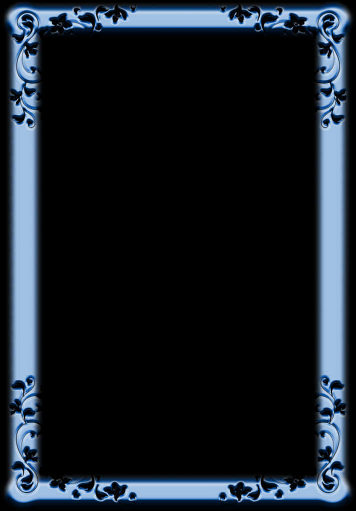 Elegant Blue Floral Frame PNG