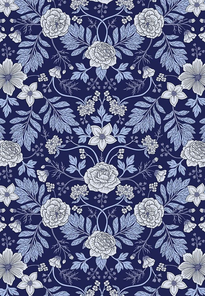 Elegant Blue Floral Pattern Wallpaper