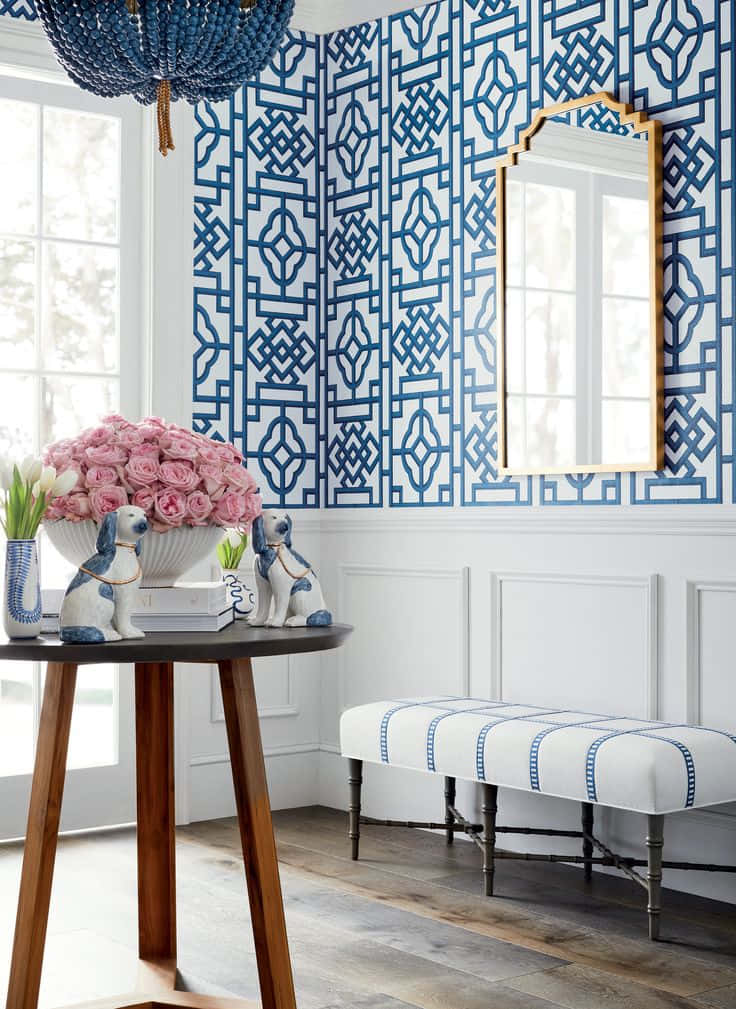 Elegant Blue Geometric Wallpaper Interior Wallpaper