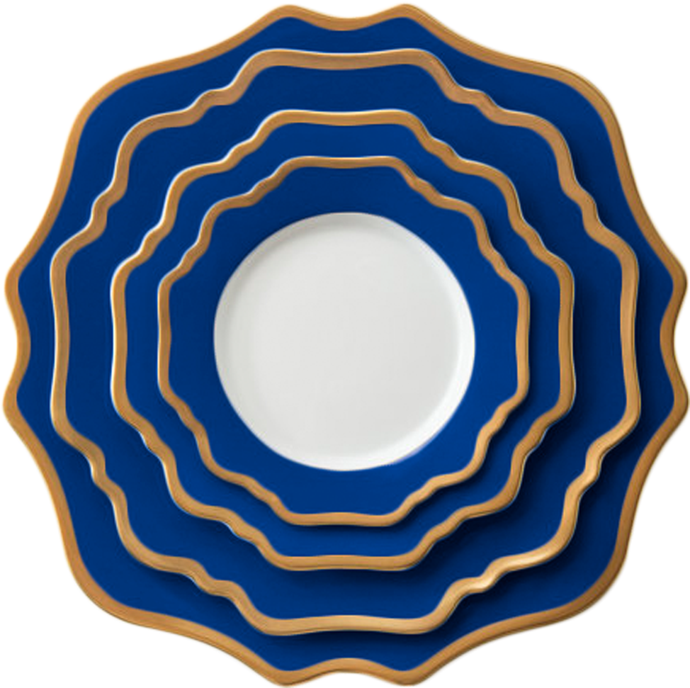 download-elegant-blue-gold-rimmed-plate-set-wallpapers