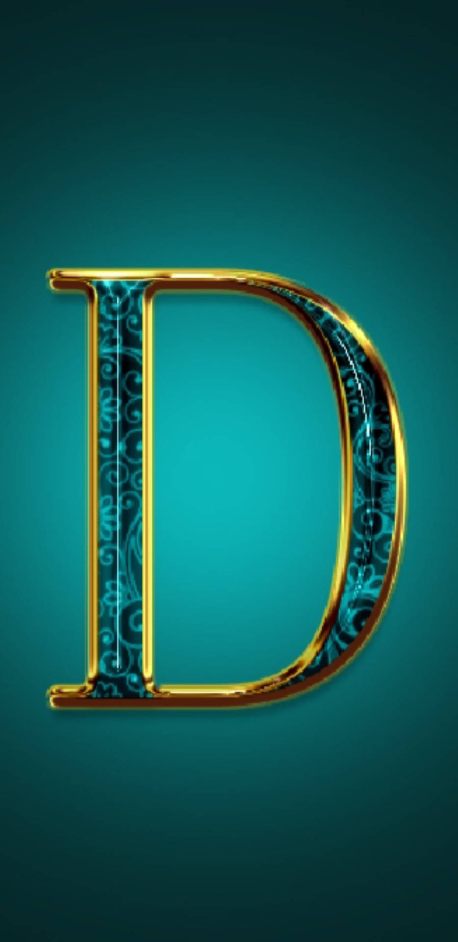 Elegant Blue-green Letter D Picture