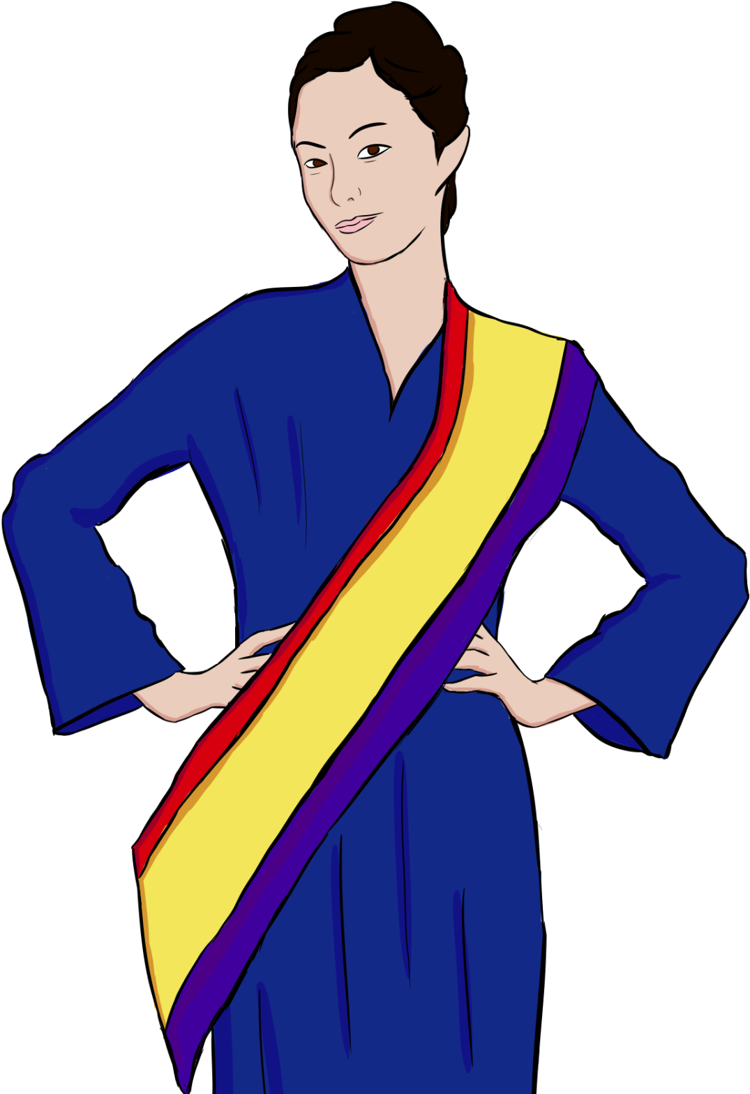 Elegant Blue Kimono Illustration PNG