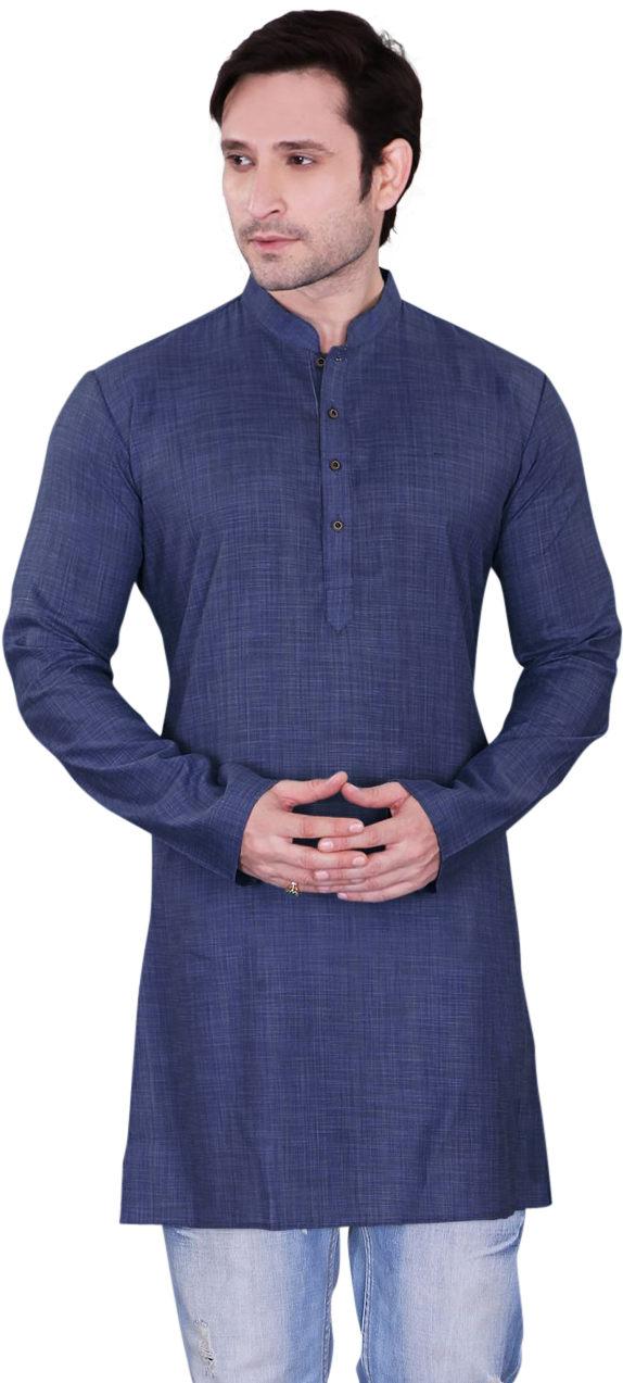 Elegant Blue Kurtafor Men PNG