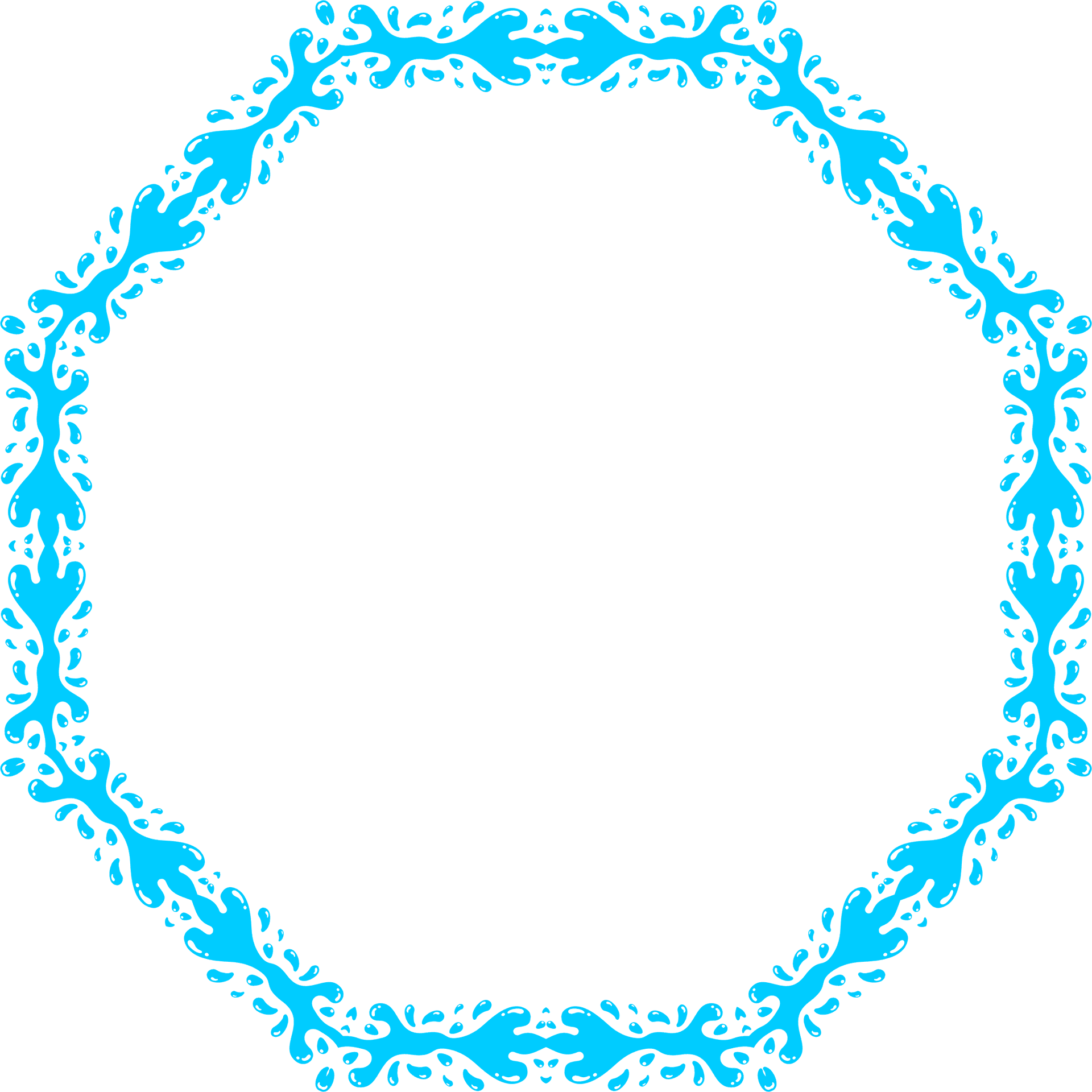 Elegant Blue Leafy Frame PNG