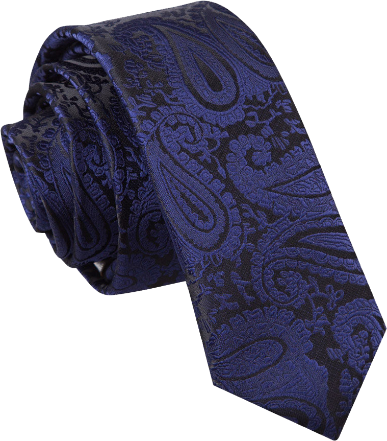 Elegant Blue Paisley Tie PNG