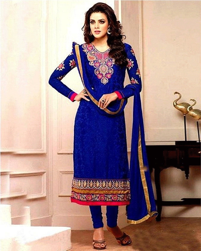Elegant Blue Salwar Suit Model Pose PNG
