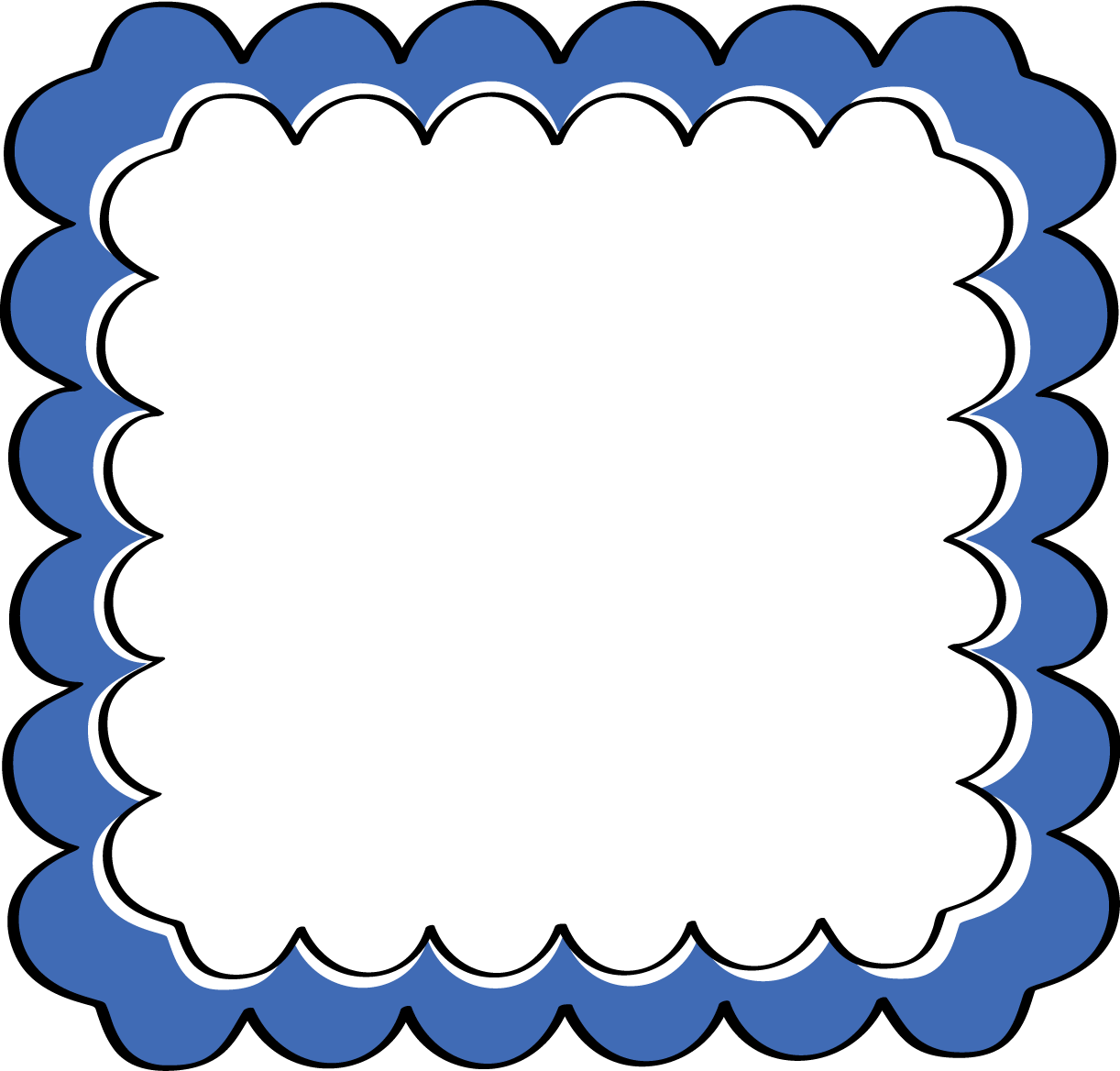 Elegant Blue Scalloped Frame PNG