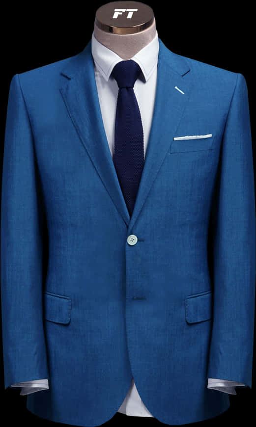 Elegant Blue Suit Jacket Tie PNG