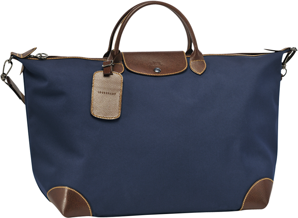 Elegant Blue Travel Tote Bag PNG