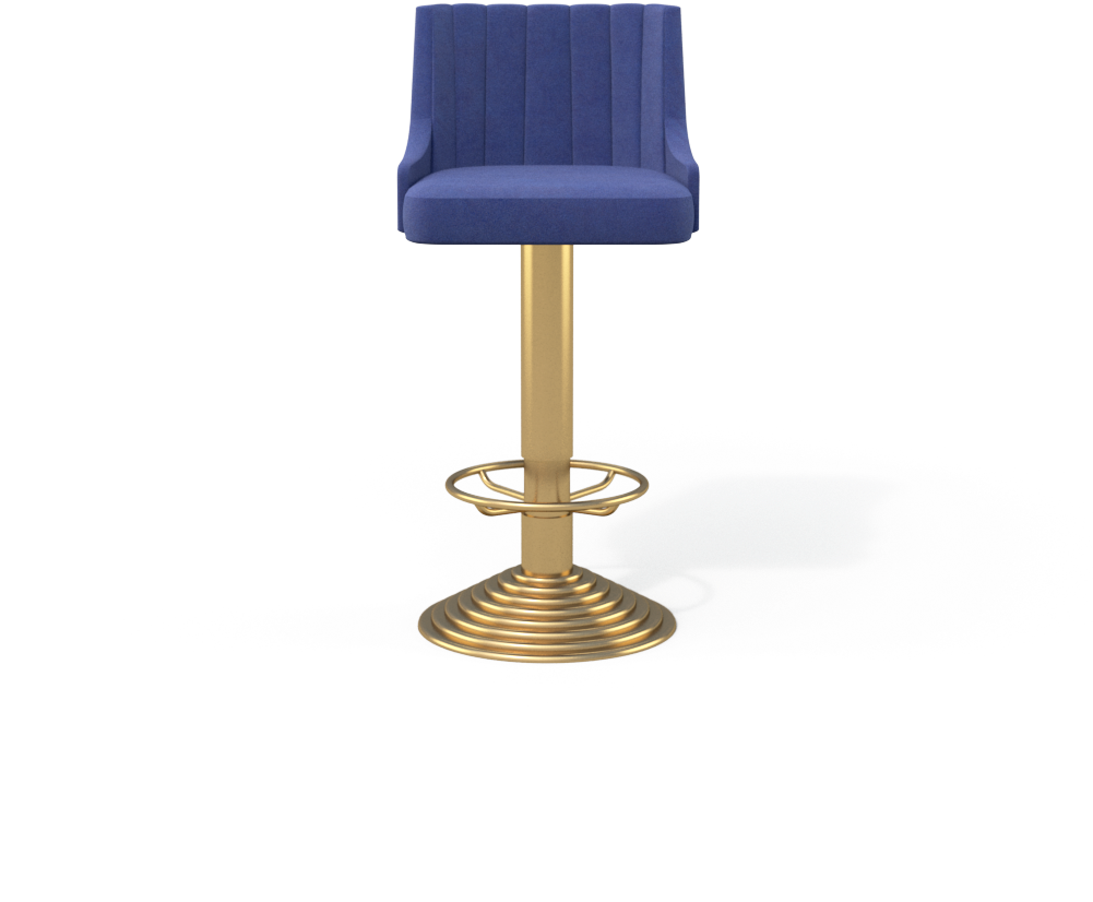 Elegant Blue Velvet Bar Stool PNG